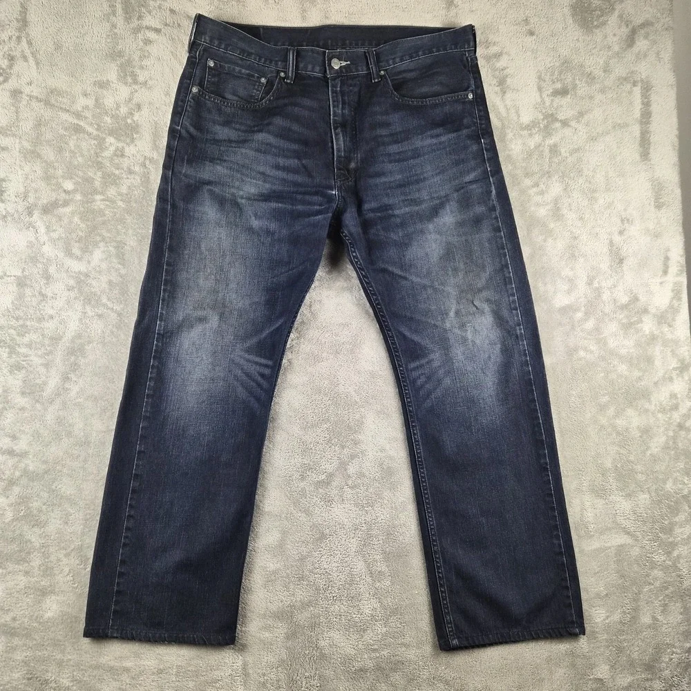 Levis 505 Regular Fit Jeans Mens 36x30 Blue Denim Dark Wash Straight Leg Cotton